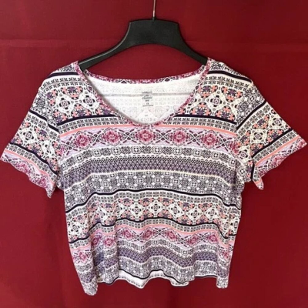 Women's Croft & Barrow The Classic Geometric Tee Shirt Size XL